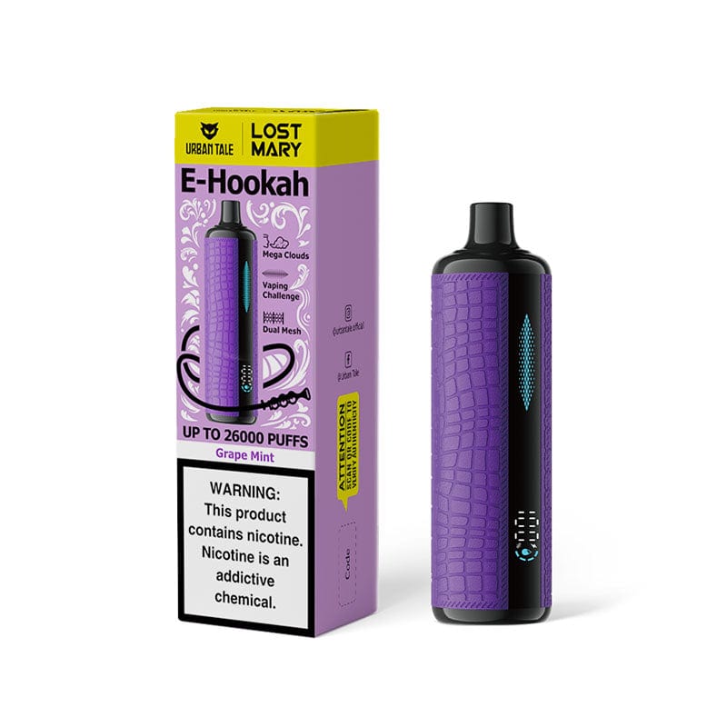 Lost Mary Disposable Vape Grape Mint Lost Mary x Urban Tale E-hookah Disposable Vape (0.6%,26000 Puffs)