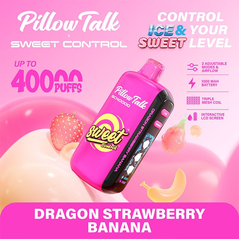 Pillow Talk Disposable Vape Dragon Strawberry Banana Pillow Talk SC40000 Ice & Sweet Control Disposable Vape (5%, 40000 Puffs)