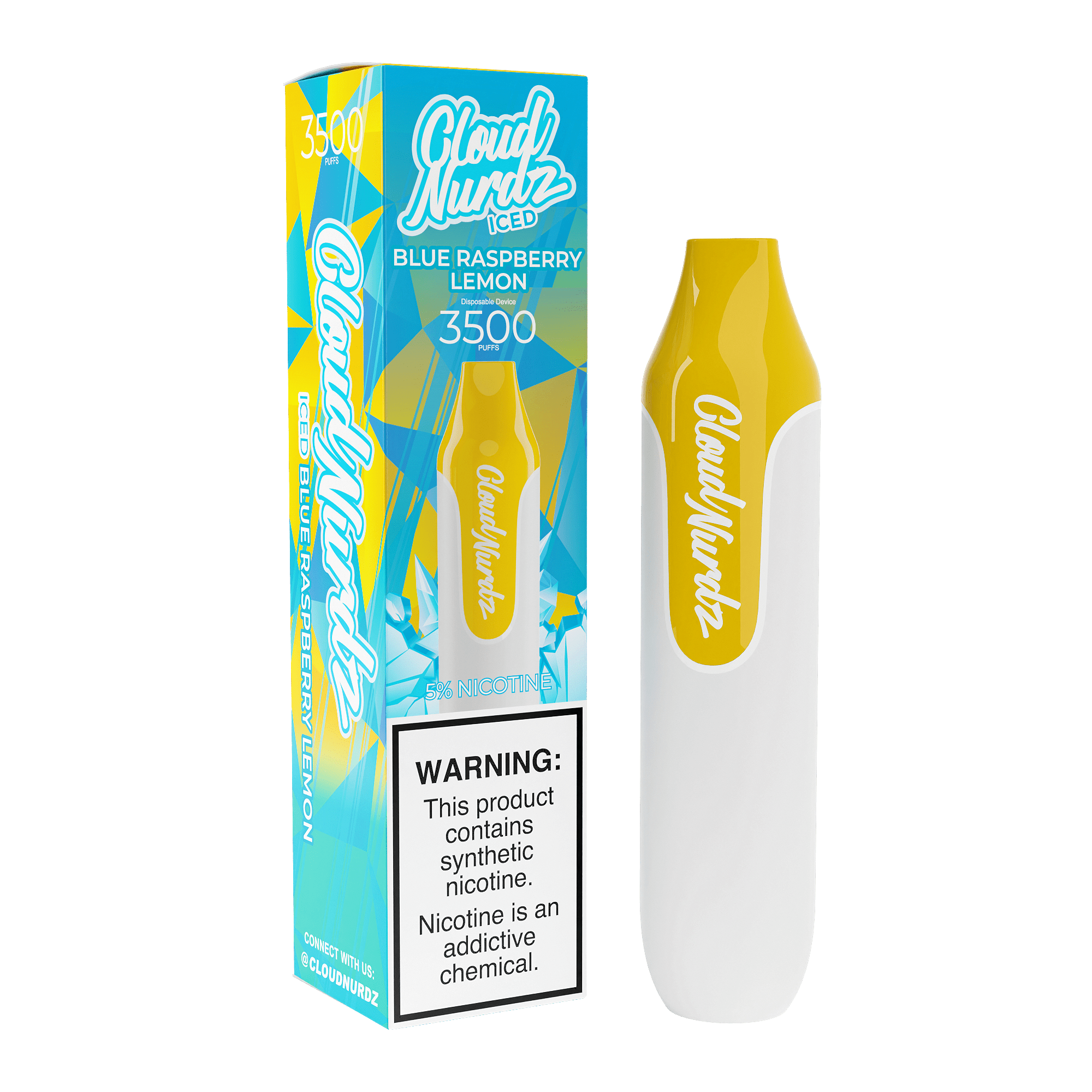 Cloud Nurdz Disposable Vape Blue Raspberry Lemon Iced (50mg) Cloud Nurdz 3500 Disposable Vape (2.5% / 5%, 3500 Puffs)