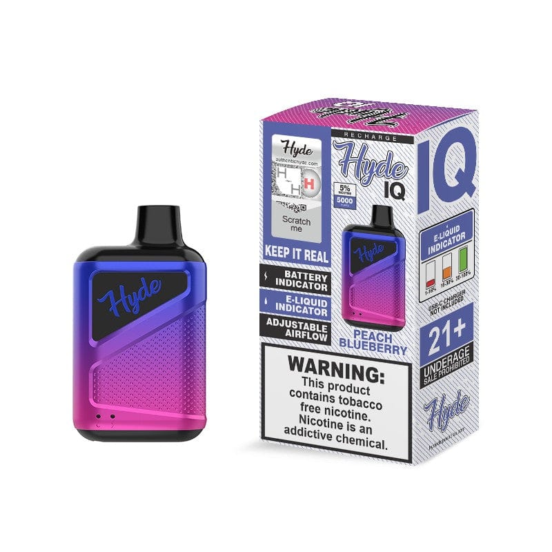 Hyde Disposable Vape Peach Blueberry Hyde IQ Recharge Disposable Vape (5%, 5000 Puffs)